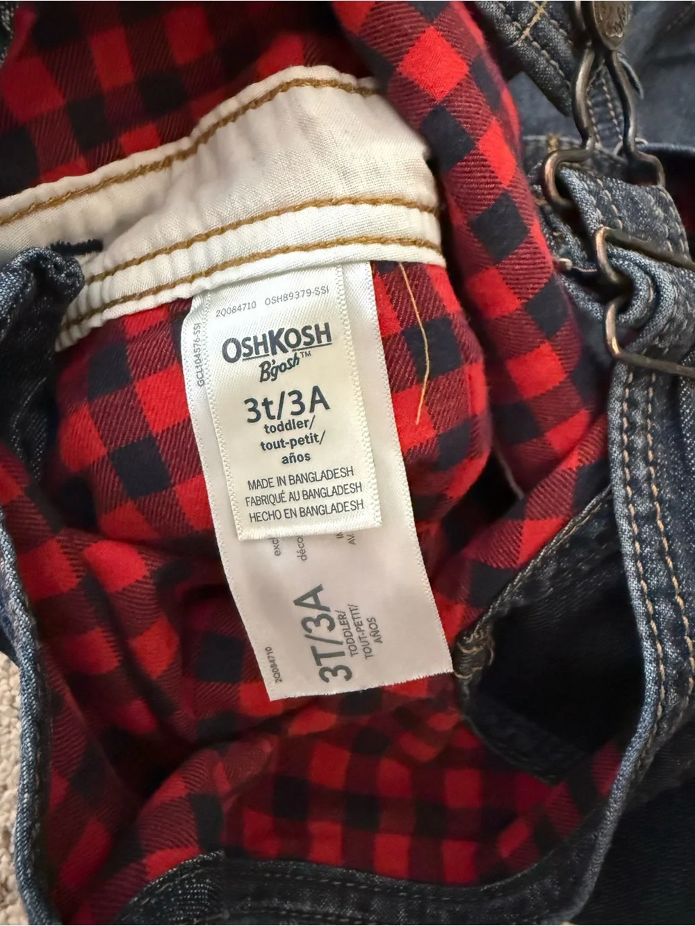 Osh Gosh B’Gosh Flannel Lined Denim Bibs Sz 3T